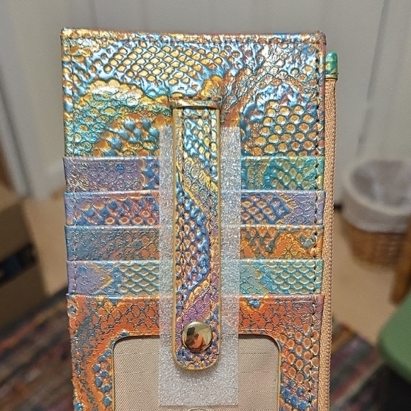 BRAHMIN CREDIT CARD WALLET in DELIGHT ALL OVER SNAKE multicolor Leather. NWT. - Picture 12 of 15